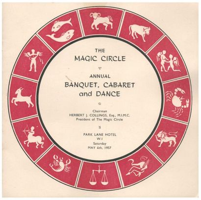 Menu du Magic Circle du samedi 4 mai 1957....
