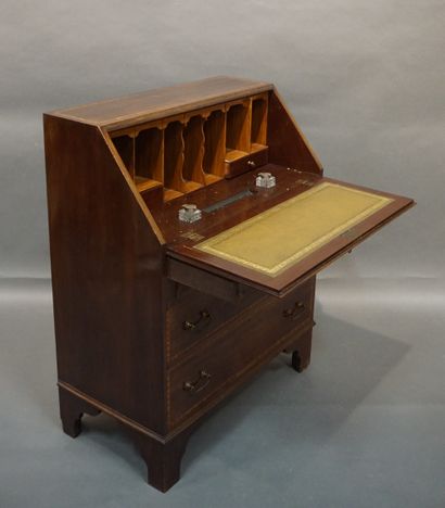 Bureau scriban anglais en bois de placage...