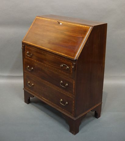 Bureau scriban anglais en bois de placage...