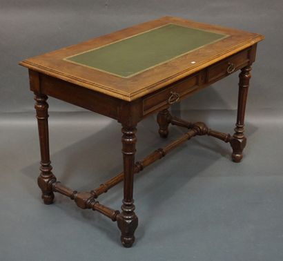 Bureau plat en bois naturel et bois de placage...