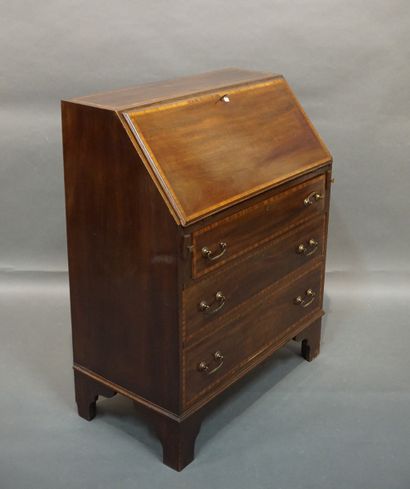 Bureau scriban anglais en bois de placage...