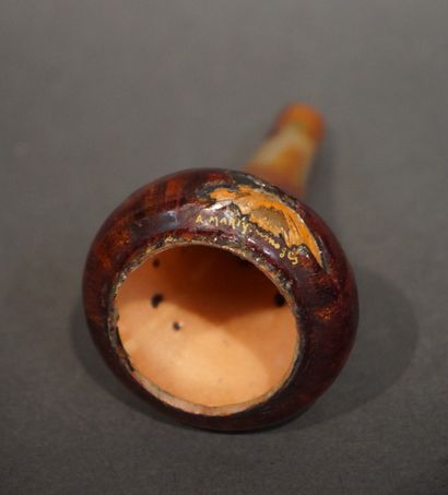 Petit vase émaillé. A. Marty à Limoges (manques,...