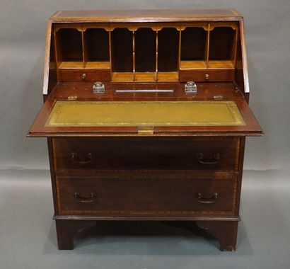 Bureau scriban anglais en bois de placage...