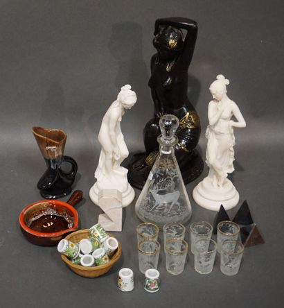 Manette de statuettes de femmes (acc.), service...