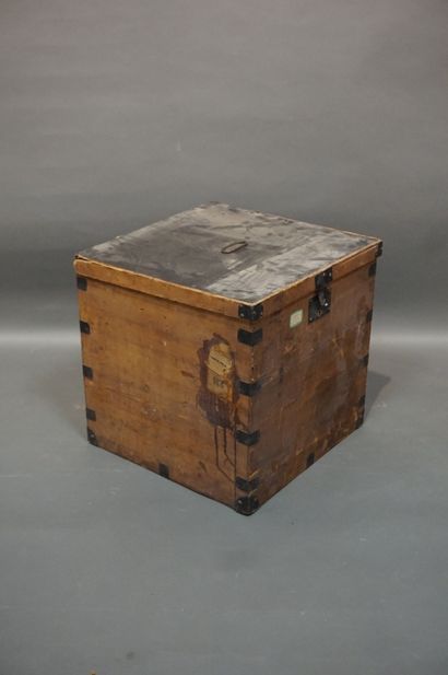 Wooden and metal trunk (worn, incomplete)....