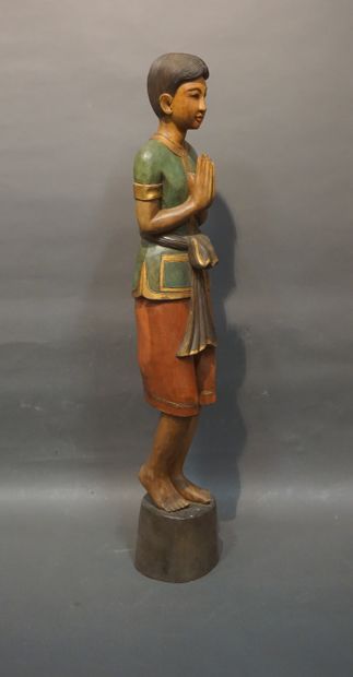 Large Indonesian polychrome wooden statue...