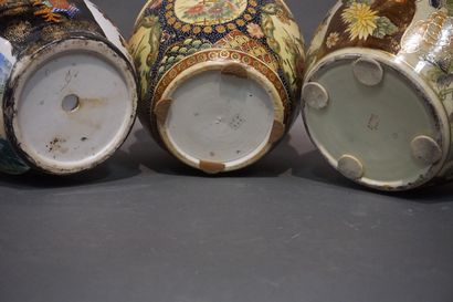 Three Chinese ceramic planters decorated...