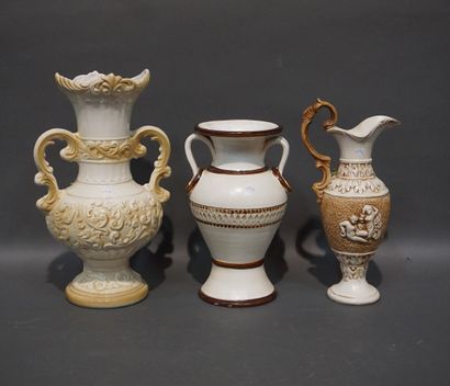 Two miscellaneous ceramic vases and ewer...