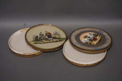Two round boxes decorated with 