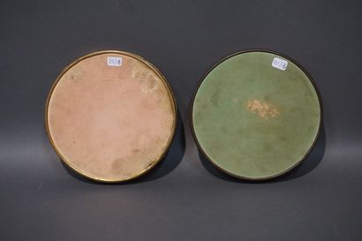 Two round boxes decorated with 