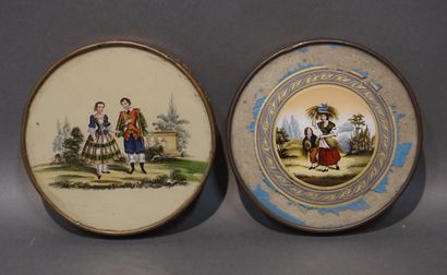 Two round boxes decorated with 