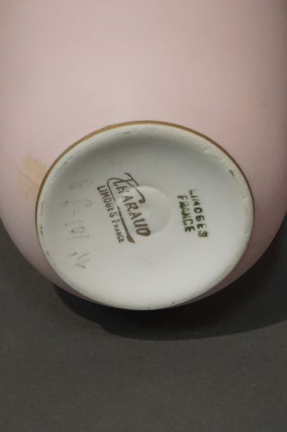 Pink porcelain vase by Tharaud in Limoges,...