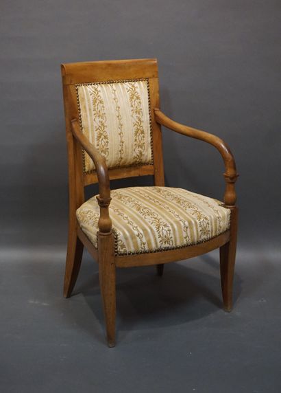19th-century armchair in natural wood with...