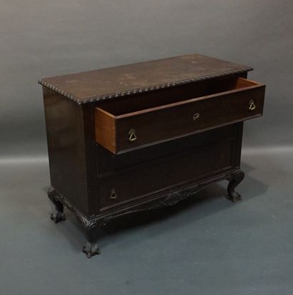 English chest of drawers in carved natural...