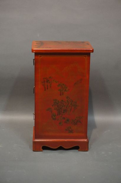 Small piece of Chinese furniture, red lacquered,...