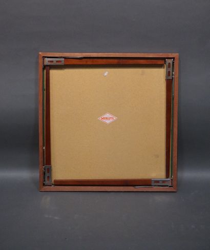 Folding game table in wood and green felt....