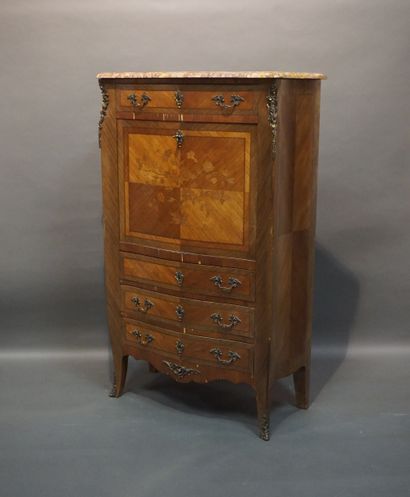 Veneered wood and marquetry straight desk...