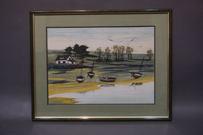 20th century school watercolor: 