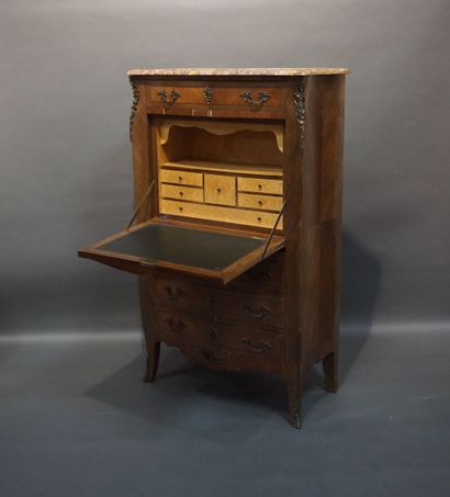 Veneered wood and marquetry straight desk...