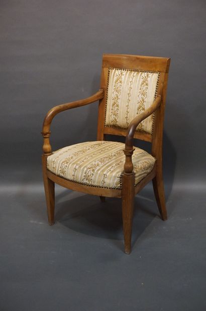 19th-century armchair in natural wood with...