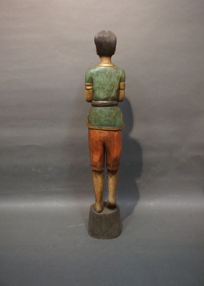 Large Indonesian polychrome wooden statue...
