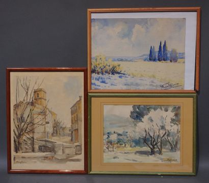 FOURNEL GROUSSIEU
Trois aquarelle, 