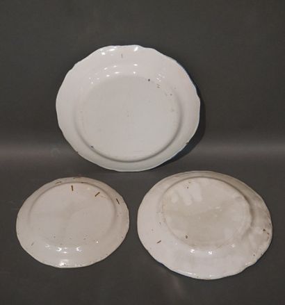 Two dishes and a plate in regional earthenware,...