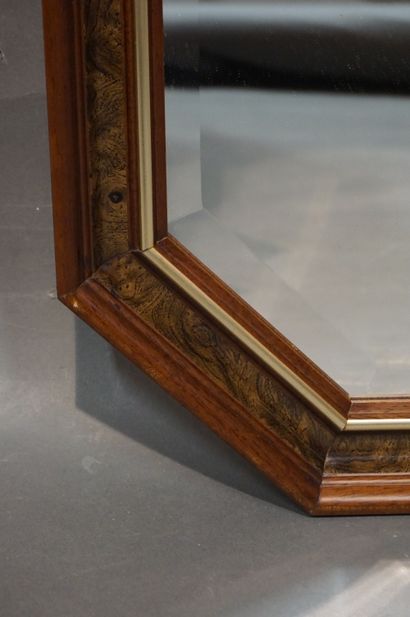 Modern octagonal glass with wooden frame....
