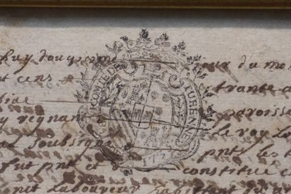 Letter framed with the arms of the Viscount...