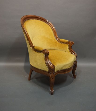 Louis XV-style mahogany bergère lined with...