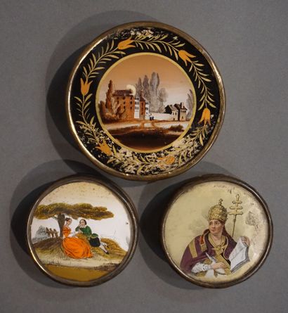 Three small boxes decorated with 