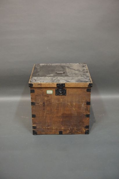 Wooden and metal trunk (worn, incomplete)....