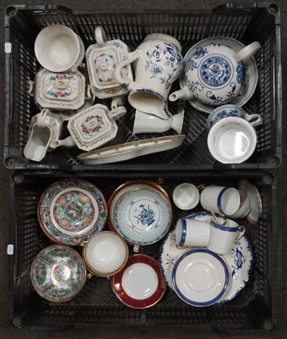 Deux manettes de faïences et porcelaines,...