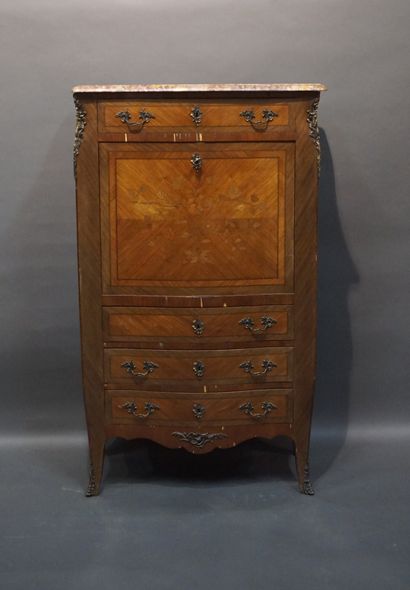 Veneered wood and marquetry straight desk...