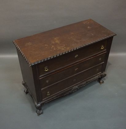 English chest of drawers in carved natural...