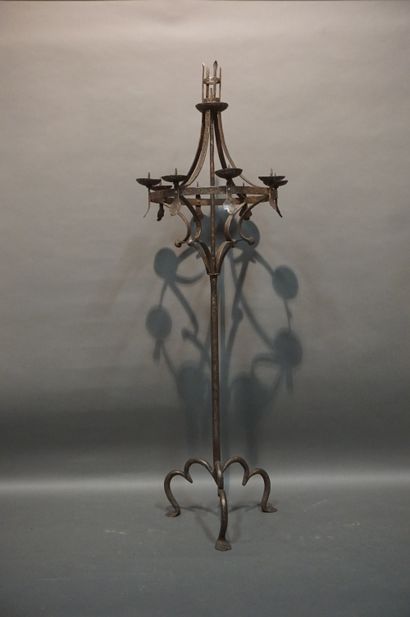 Large tripod wrought-iron piccierge in the...