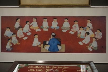 Lot d'un miroir calligraphié chinois, d'une...