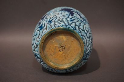 Blue ceramic vase, in the Mayodon style,...