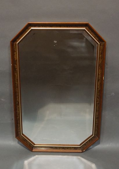 Modern octagonal glass with wooden frame....