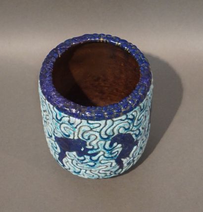 Blue ceramic vase, in the Mayodon style,...