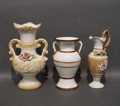 Two miscellaneous ceramic vases and ewer...