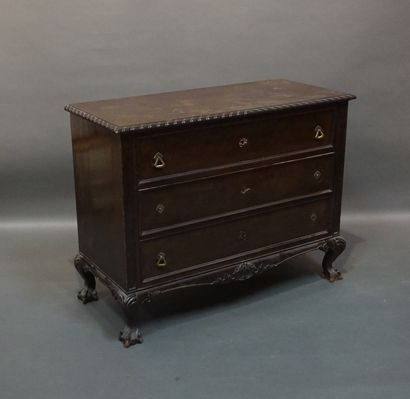 English chest of drawers in carved natural...