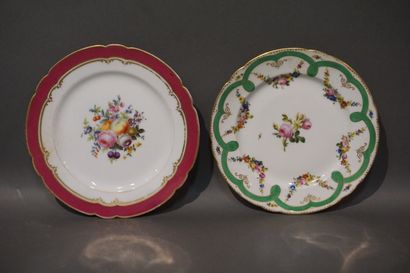 Two white porcelain plates decorated with...