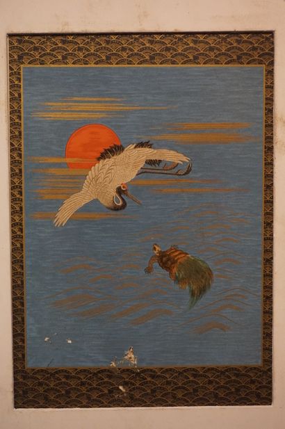 Lot d'un miroir calligraphié chinois, d'une...