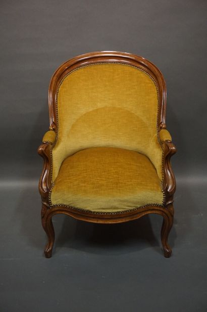 Louis XV-style mahogany bergère lined with...