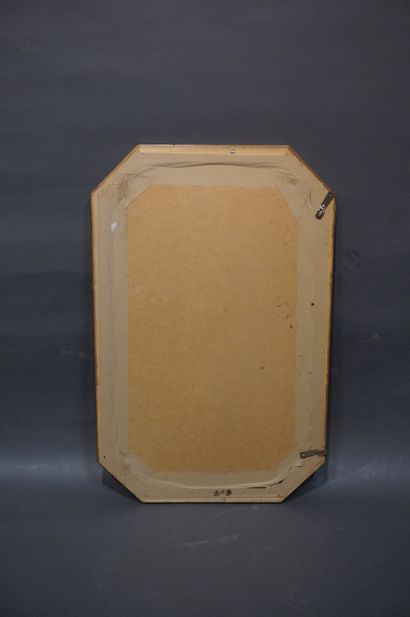 Modern octagonal glass with wooden frame....