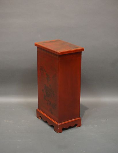 Small piece of Chinese furniture, red lacquered,...