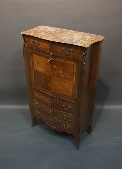Veneered wood and marquetry straight desk...