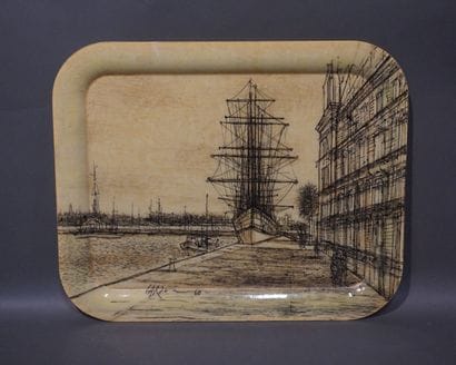 Plateau en fibre de verre d'après Carzou....