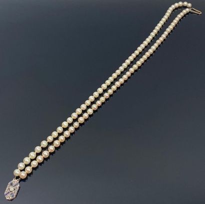 Collier de perles de culture à deux rangs,...